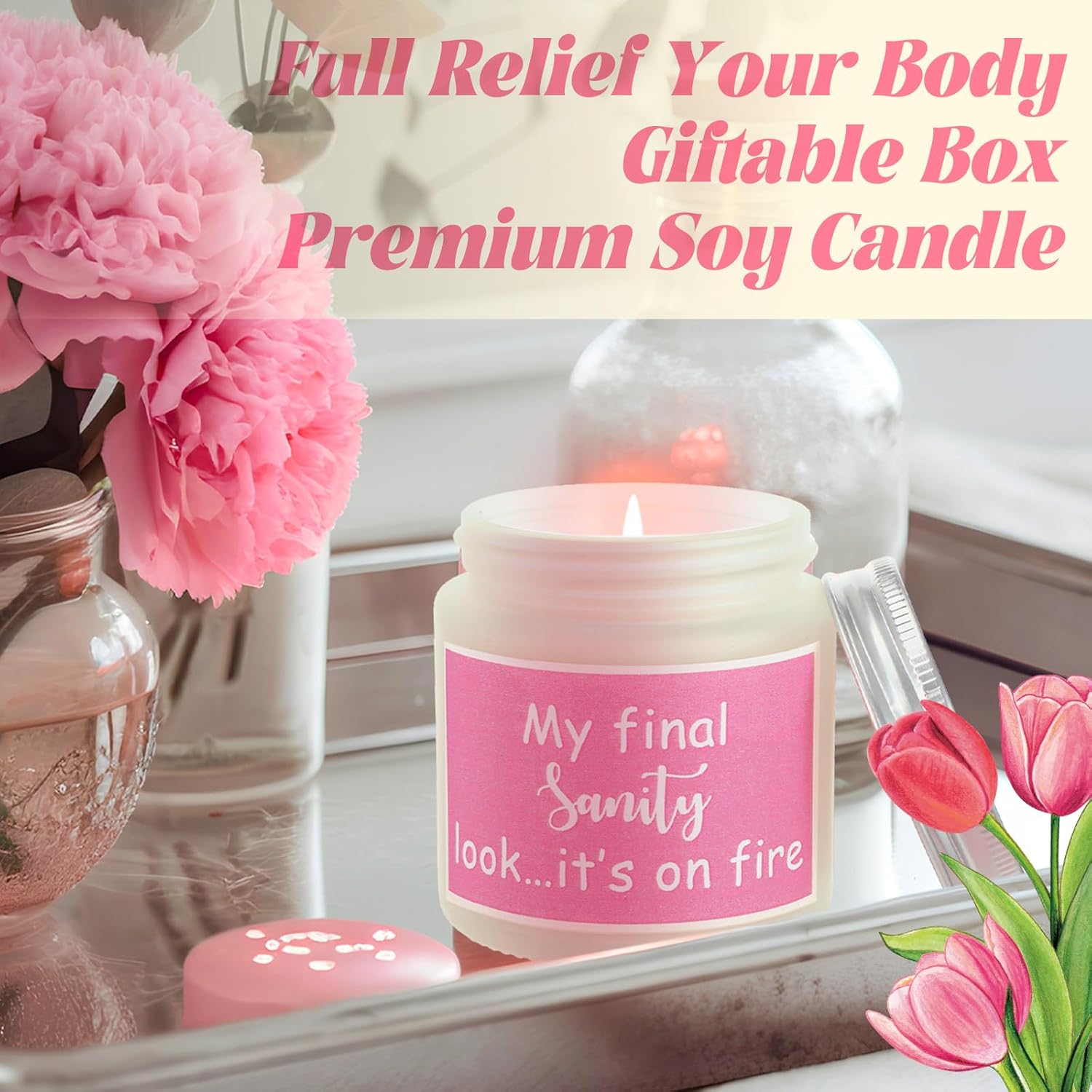 Zopeal Valentine's Day Appreciation Gifts Set for Women 10 Pcs Self Care Gift Feel Better Soon Gifts Package with Tote Bag Makeup Bag Sock Tumbler Flower Gloves Candle Blanket Eye Mask for Mom Wife - Image 3