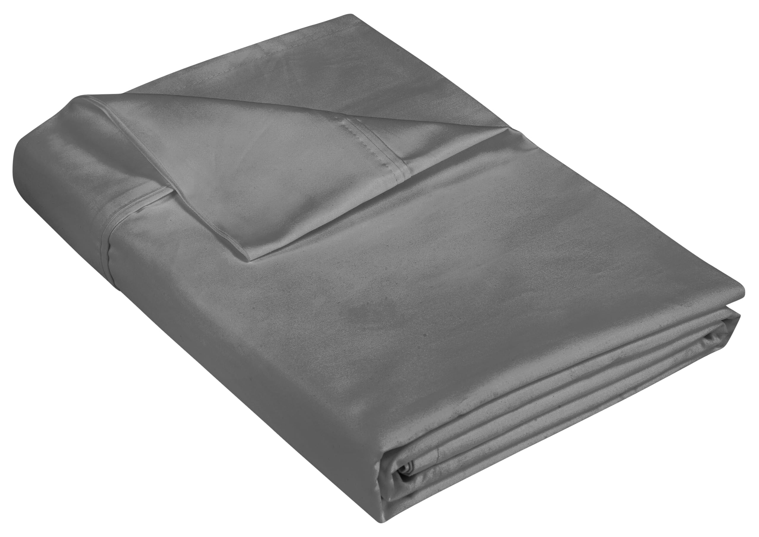 Royale Linen 400 Thread Count 100% American Grown Cotton Flat Sheet - Cooling Sheets - Full Sheets - Luxury Sateen Weave - Full Flat Sheet Sold Separately - Grey Flat Sheet Only (Full, Spanish Slate)