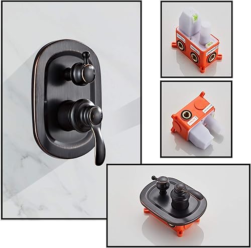 Miniatura 6 de Sistema de ducha de bronce aceitado, juego de grifo de ducha de techo para baño con cabezal de ducha de lluvia de alta presión de 8 pulgadas y