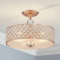 Vista 7 de Saint Mossi - Lámpara de techo semimoderna de montaje empotrado, 3 luces, lámpara de techo de cristal K9 para comedor, sala de estar, dormitorio, 11