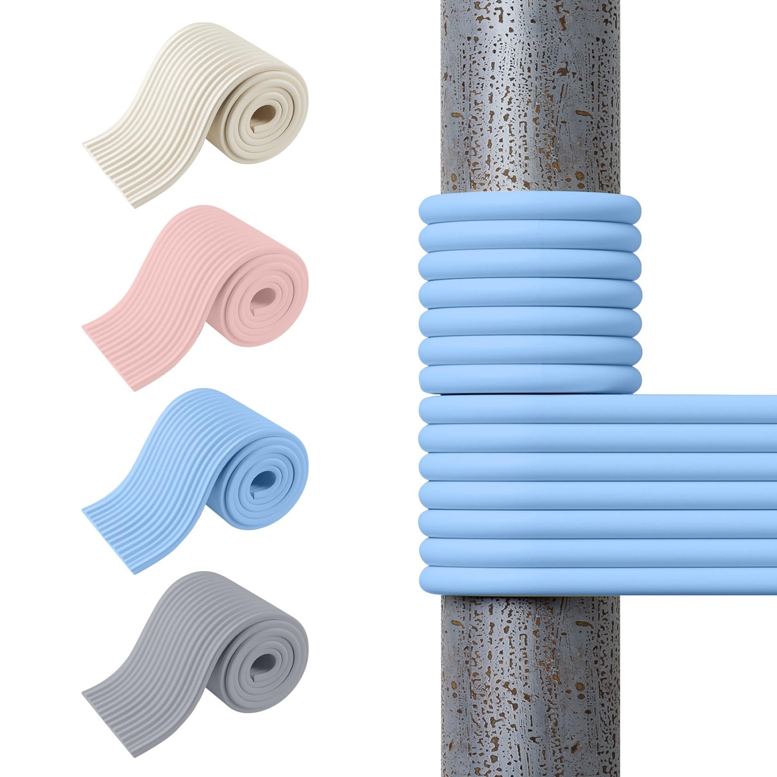 Rohrisolierung Außenbereich, Hohe Dichte Heizungsrohr Mit Selbstkleber Lärmreduzierung, Hält Sicher, Mit Stark Haftender Rückseite, Rohrisolierung/-abdeckung/-verkleidung(Blue,3pcs)