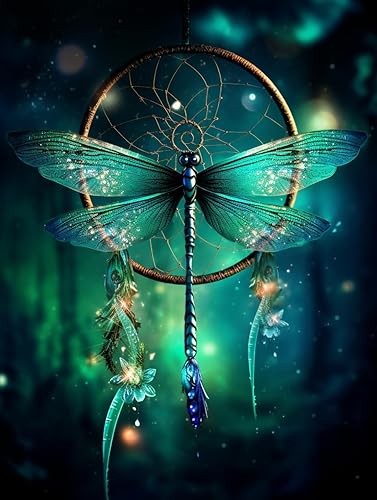 Eiflow Kit de pintura de diamante de libélula para manualidades, kit de arte de gemas de diamante 5D, regalo de bricolaje (12 x 16 pulgadas)