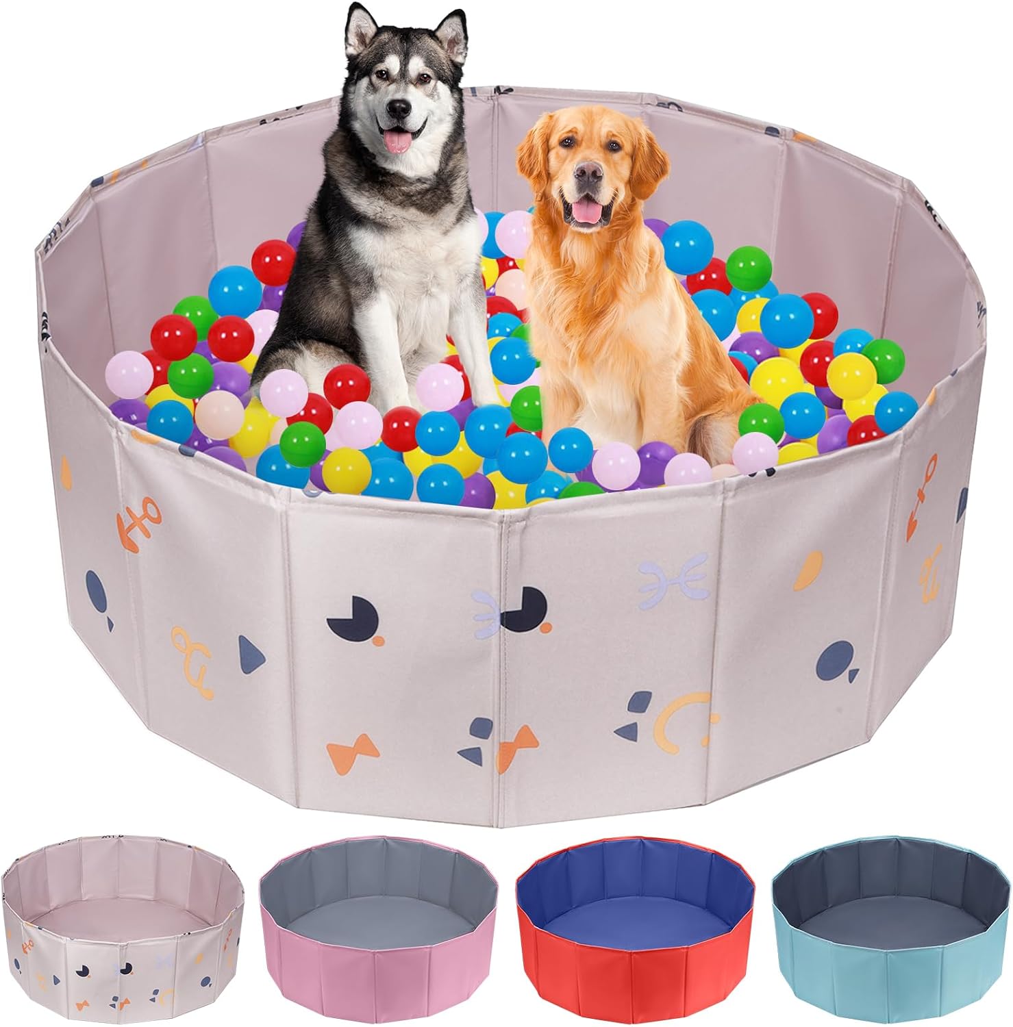Foldable Ball Pit, Foldable Ball Pits for Dogs, Ball Pit for Dogs, Portable and Foldables Kids Ball Pits, Suitable for Indoor and Outdoor (Without Toy Ball, Khaki) Khaki Medium