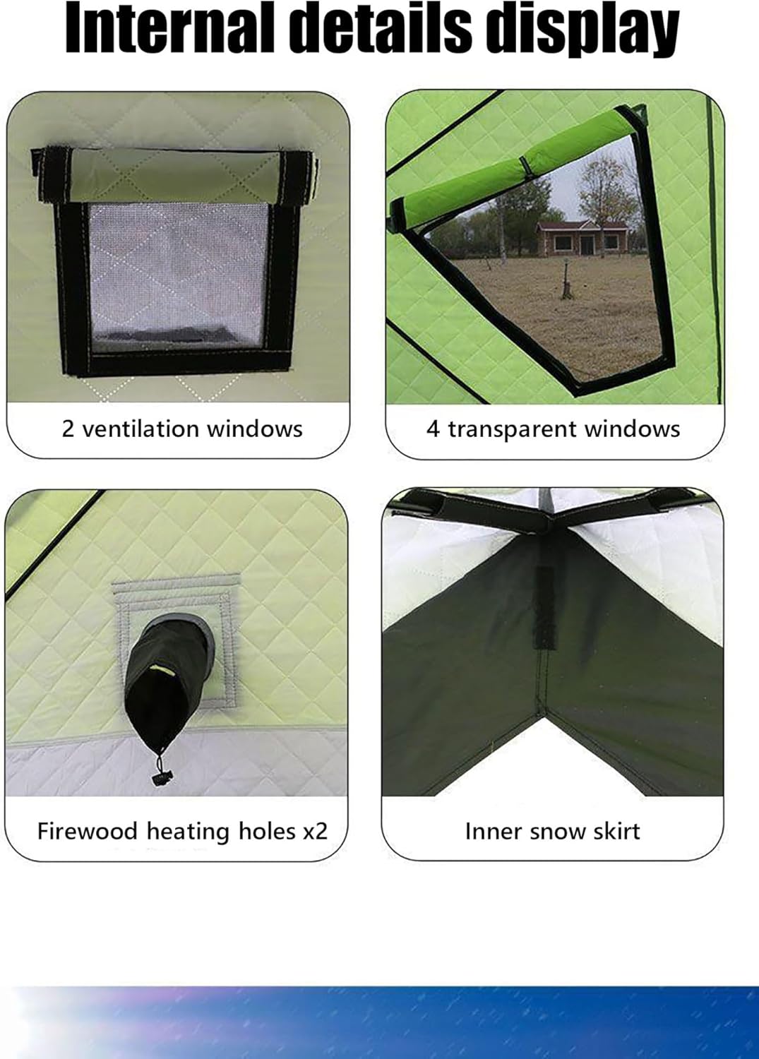 3-4 Person Insulated ice Fishing hut, Ice Fishing Shelter, Thermal Ice Fishing Shanty with Insulated Layer, Insulated Portable Ice Fishing Shelter Winter Shanty for Outdoor Fishing