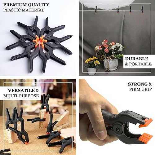 Miniatura 4 de Efavormart - 6 pinzas de muselina para telón de fondo fotográfico de nailon resistente de 4.5 x 2 pulgadas para fijar telón de fondo de banquete de