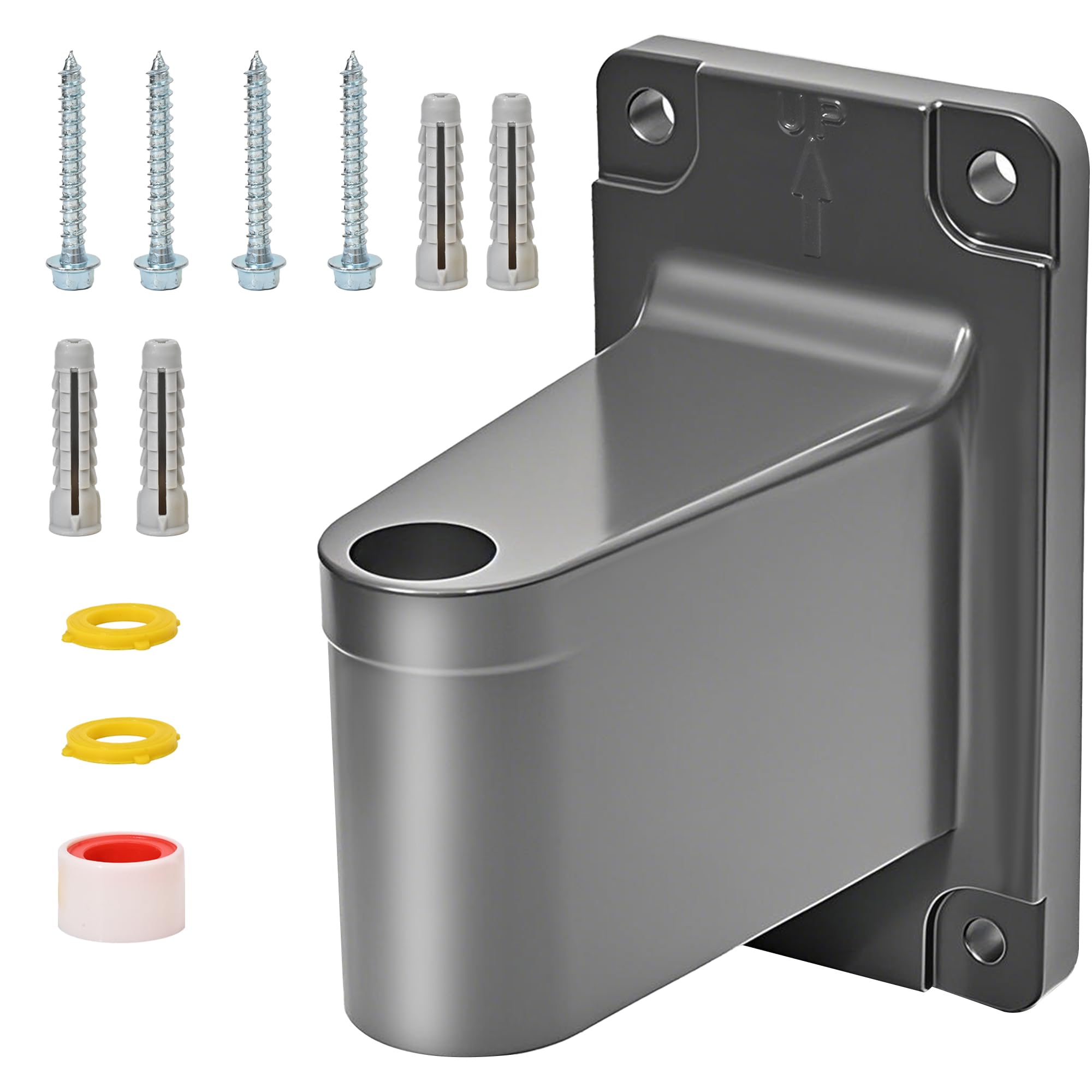Ruvup - Soporte de metal adecuado para modelos de carrete de manguera de jardín Ruvup de 0.63 pulgadas x 100 pies, 0.5 pulgadas x 150 pies, incluyendo tornillos | Soporte de metal para carretes de manguera de pared Ruvup, 5/8 x 100 pies, 1/2 x 150 pies, 1