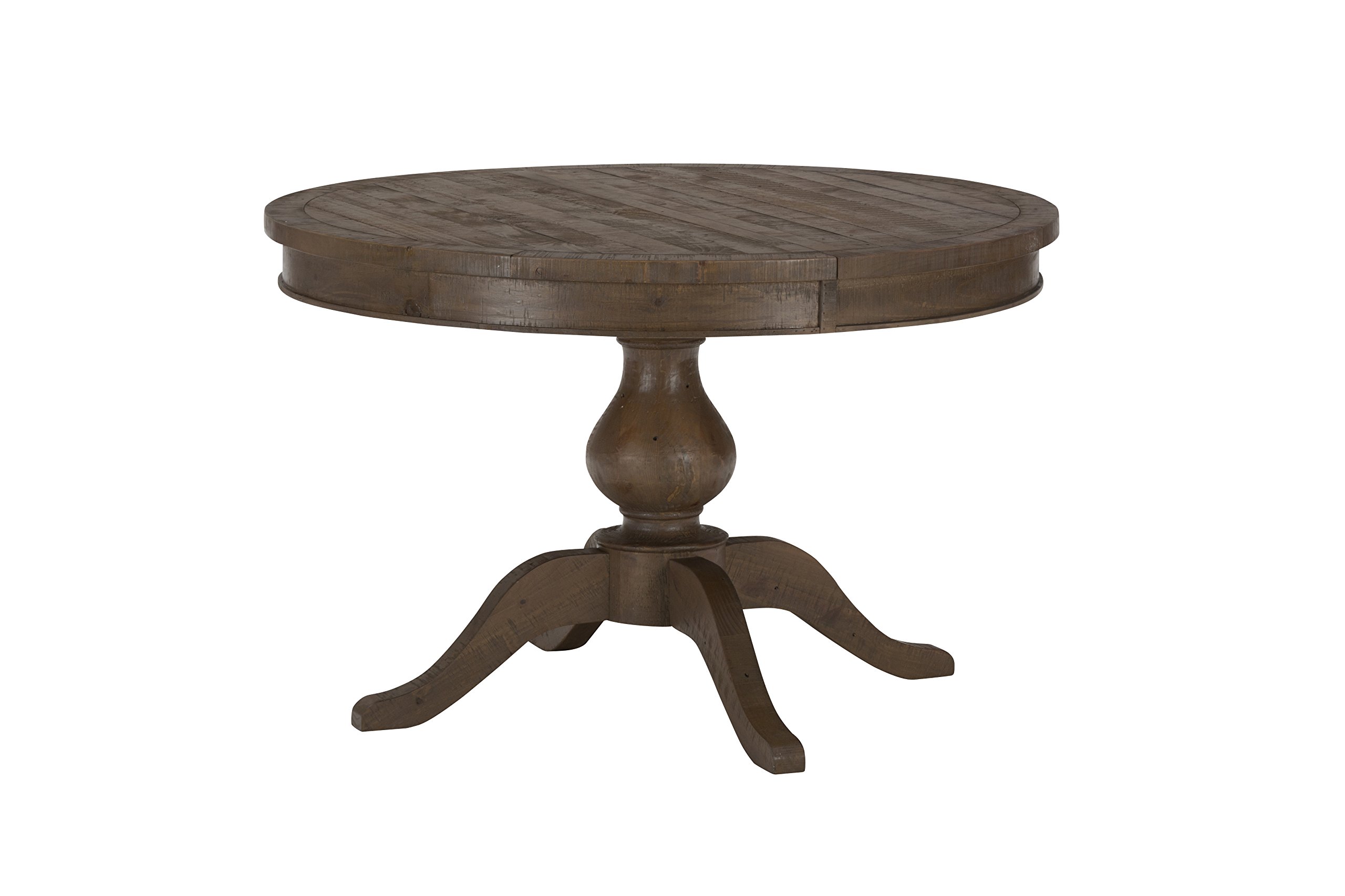 Jofran: 941-66TBKT, Slater Mill, Round to Oval Dining Table, 48" W X 48" D X 66" D X 30" H, Medium Brown Pine Finish, (Set of 1)