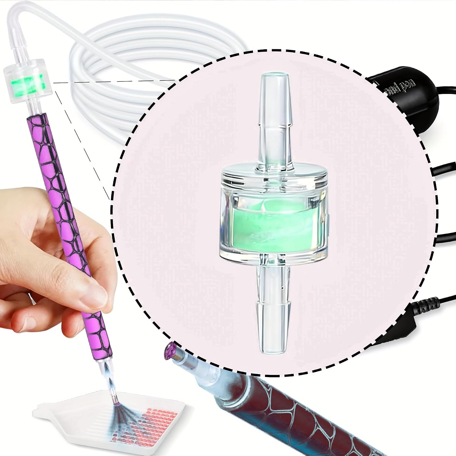 Electric Diamond Painting Pen Replacement Filter, Dustproof Filter for Vacuum Diamond Art Pen, Diamond Art Supplies (6Pcs Green+Clear)