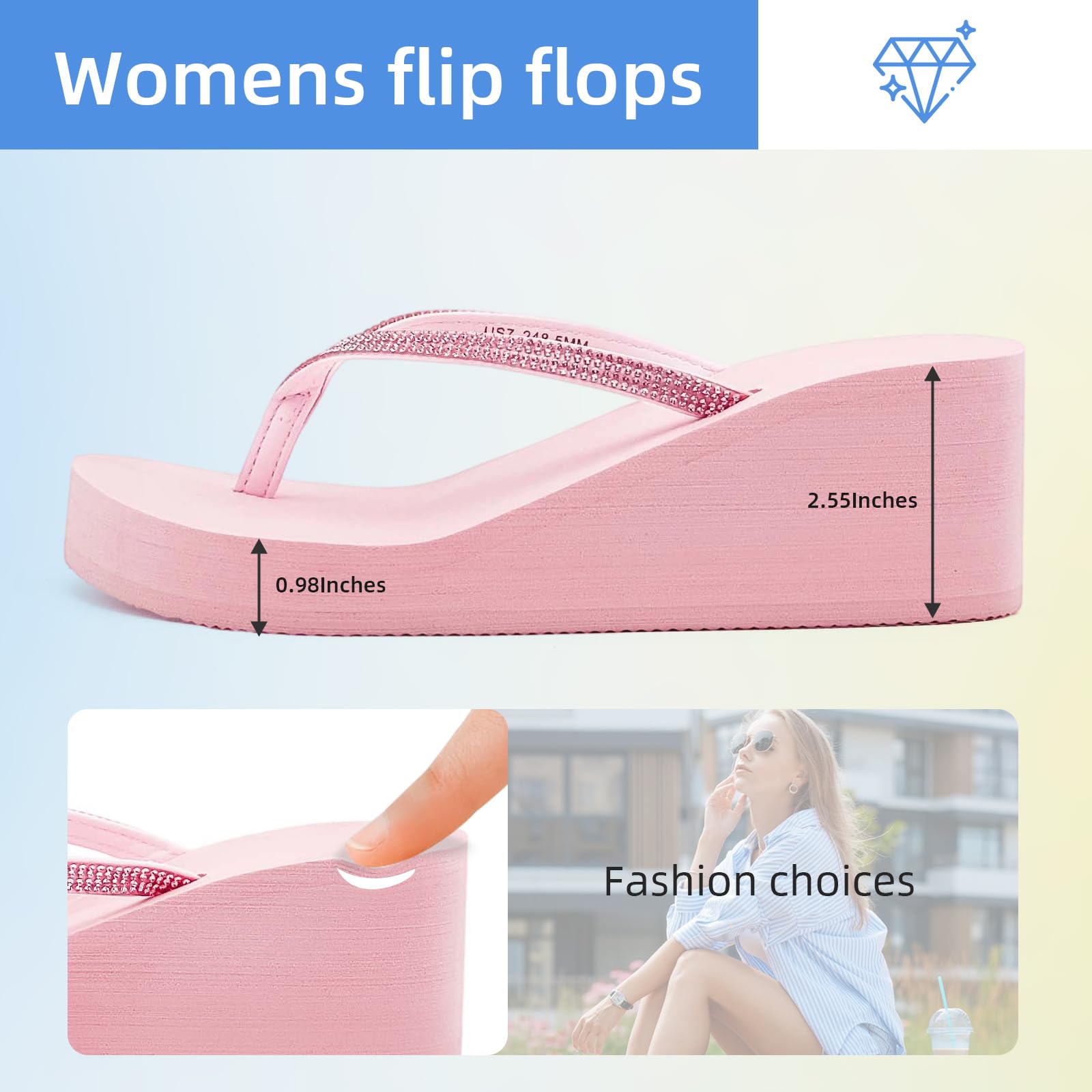 pevino Tongs à Semelles CompenséEs Pour Femmes Sandales Plates D'éTé éLéGantes Et Tendance Pour Femmes, Avec Semelles En Caoutchouc Confortables Pour Marcher à L'ExtéRieur