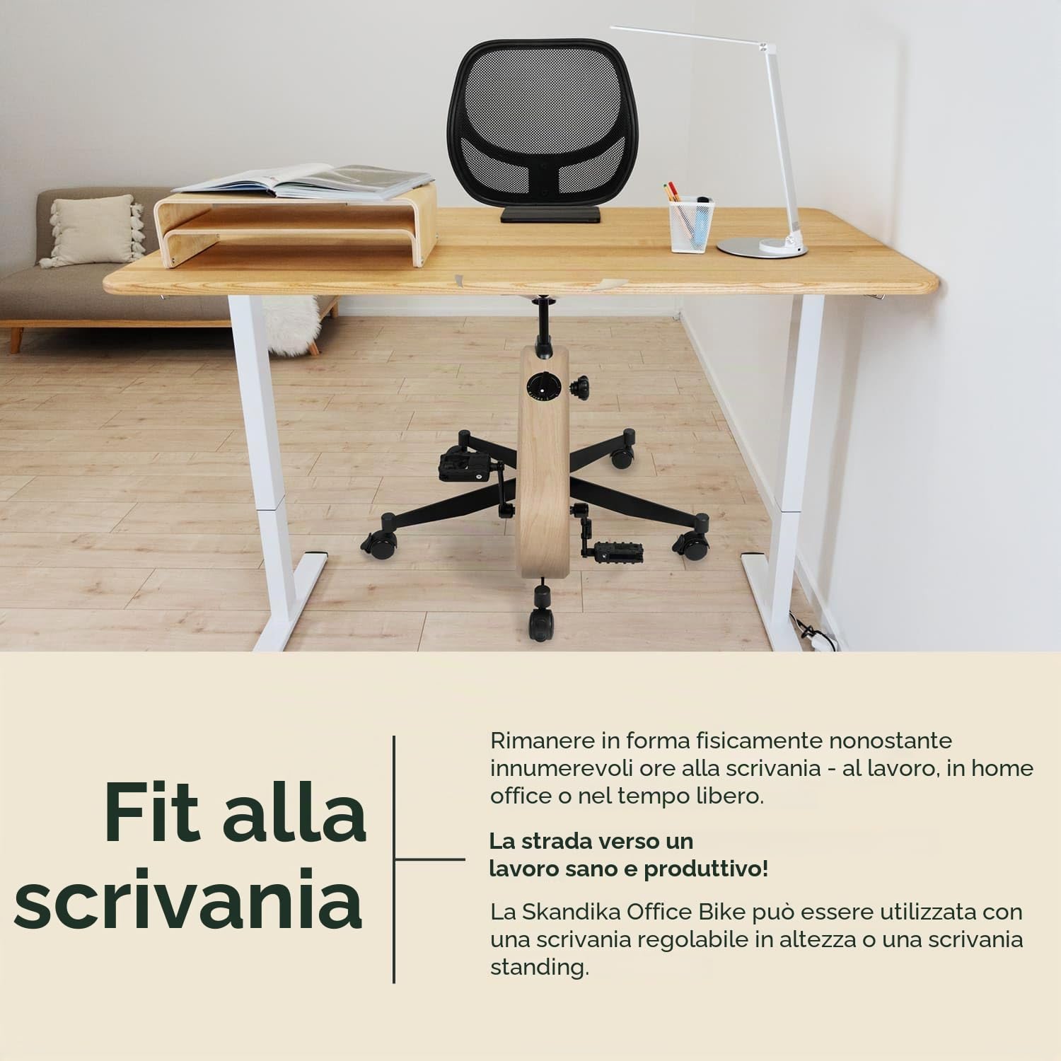 Skandika Liten Mini Cyclette con Computer LCD, 8 Livelli di Resistenza, Braccio e Torace Trainer per la casa, L'Ufficio e la scrivania, Peso utente 110 kg