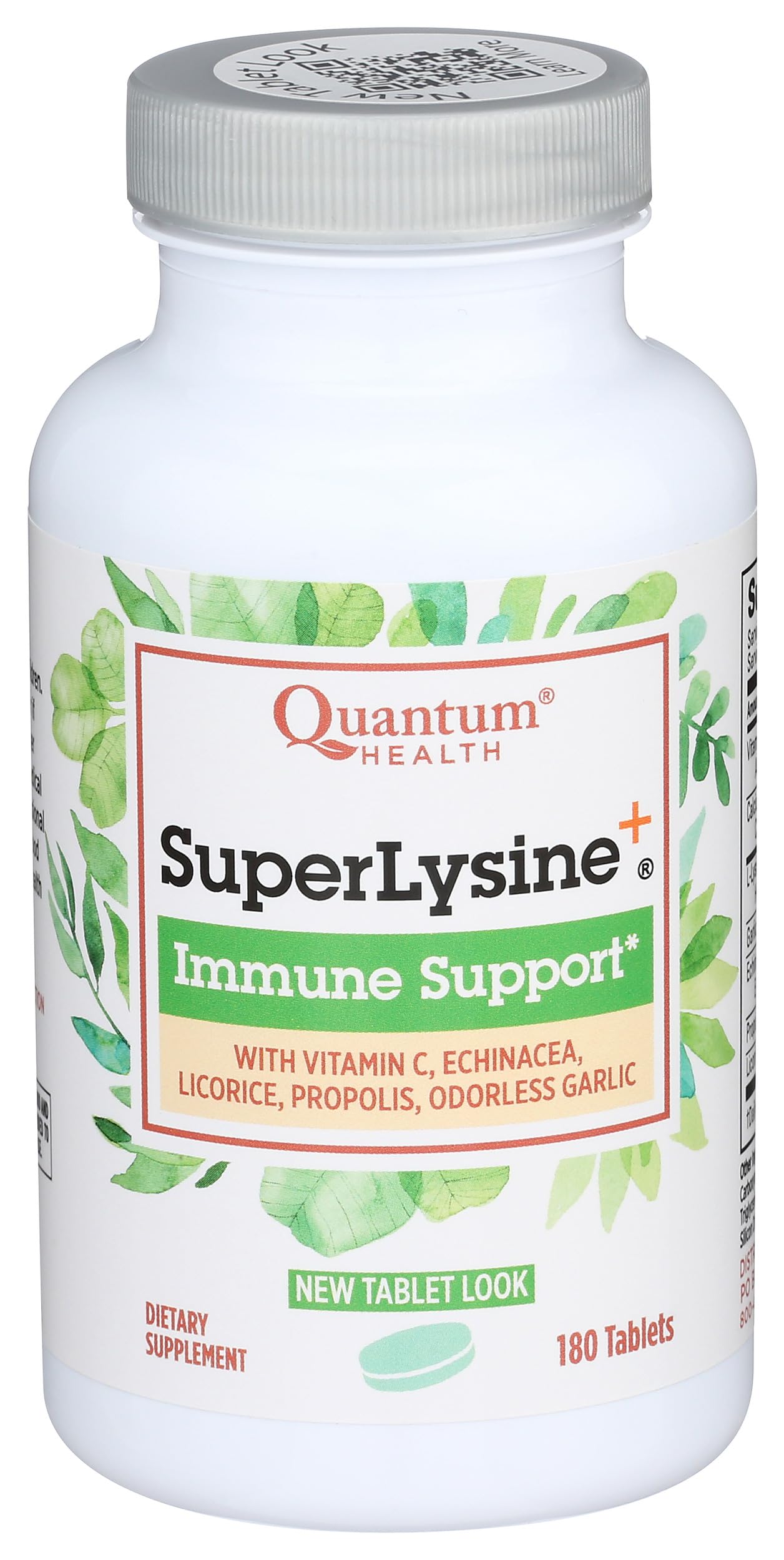 SuperLysine+ Advanced Formula Immune Support Supplement Lysine 1500 mg, Vitamin C Echinacea Licorice Bee Propolis & Odorless Garlic Daily Wellness Blend for Women & Men - 180 Tablets