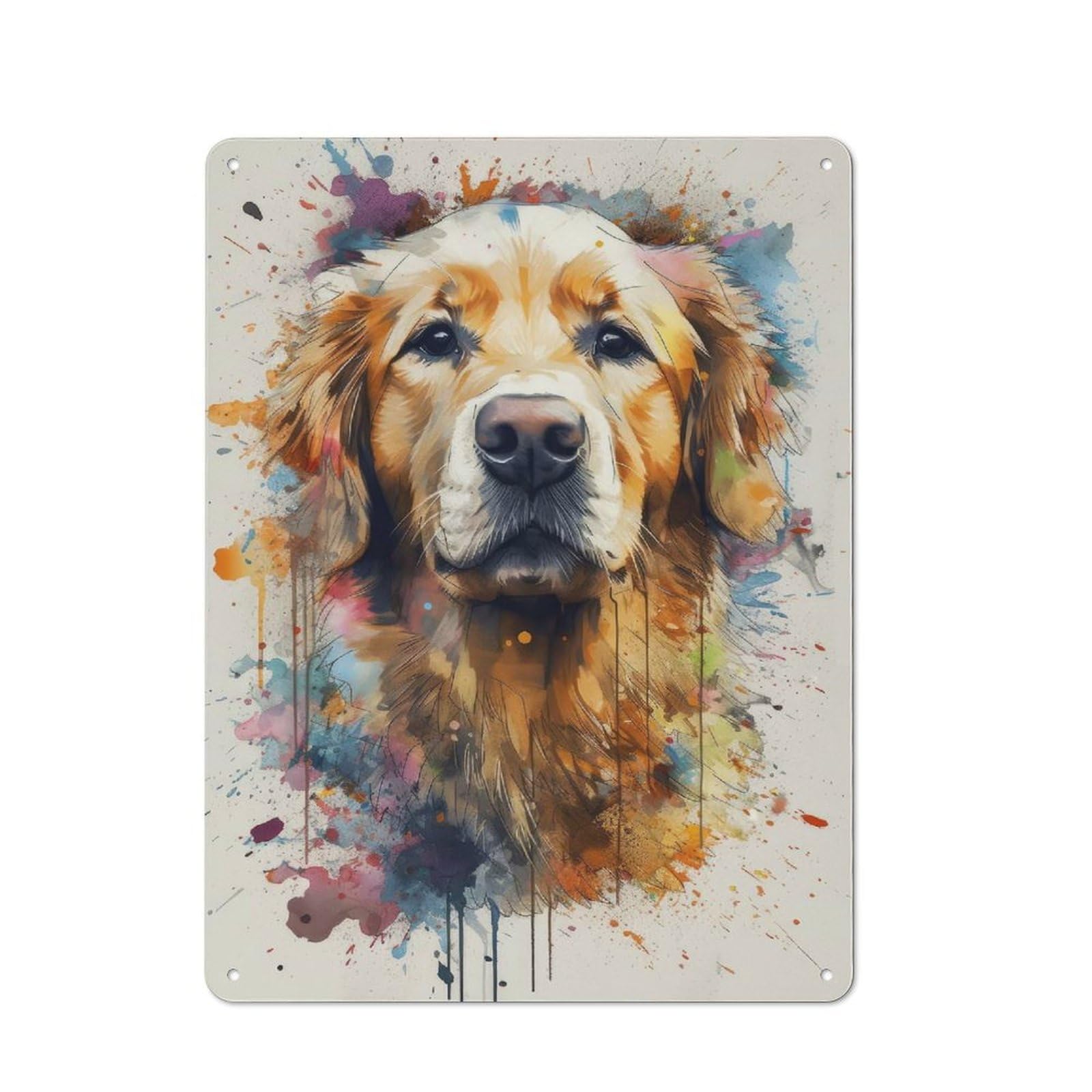 Junmoney Golden Retriever Watercolor Retro Metal Sign 40X30cm For Garden Room Or Summerhouse, A Decorative Christmas Gift For Summerhouse Decorators