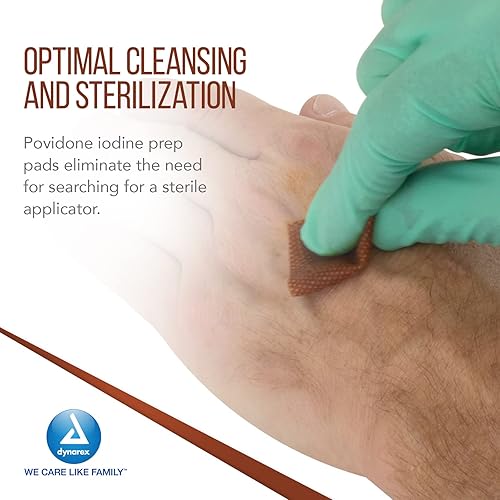 Miniatura 5 de Dynarex Povidone Yodine Prep Pads, tamaño mediano, empaquetadas en paquetes individuales de papel de aluminio, marrón, 1 caja de 1000 almohadillas