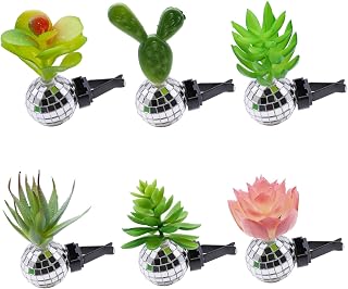 Kohlrabi 6 Pcs Upgraded Car Succulent Air Fresheners Clips, Air Vent Clips, Disco Ball Car Accessory Interior Decor for Men Women Teens