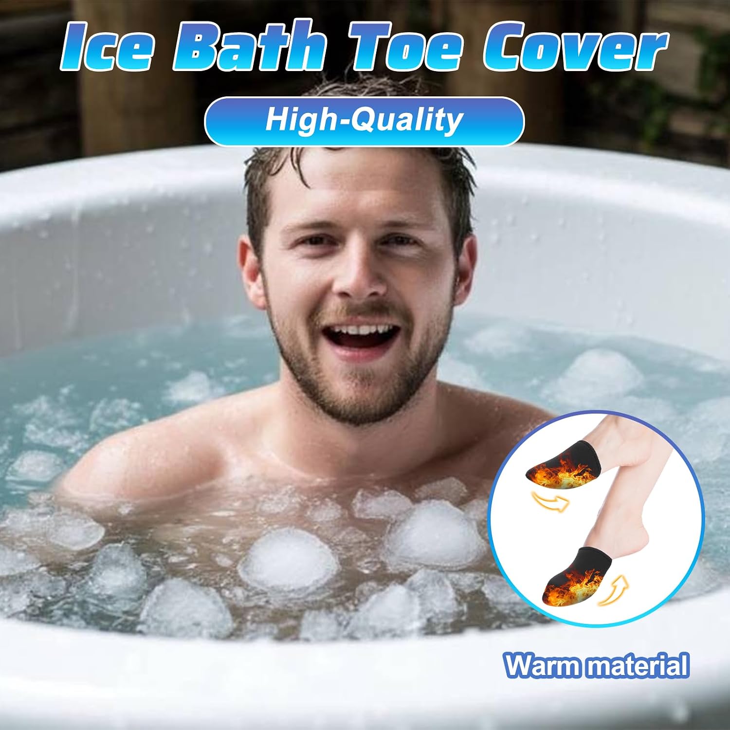 2 Pairs Ice Bath Toe Warmers, Soft Cold Plunge Toe Covers, Reusable Neoprene Toes Socks Foot Warmer Booties for Ice Baths & Cold Plunge Tub Accessories, Camping,Hiking
