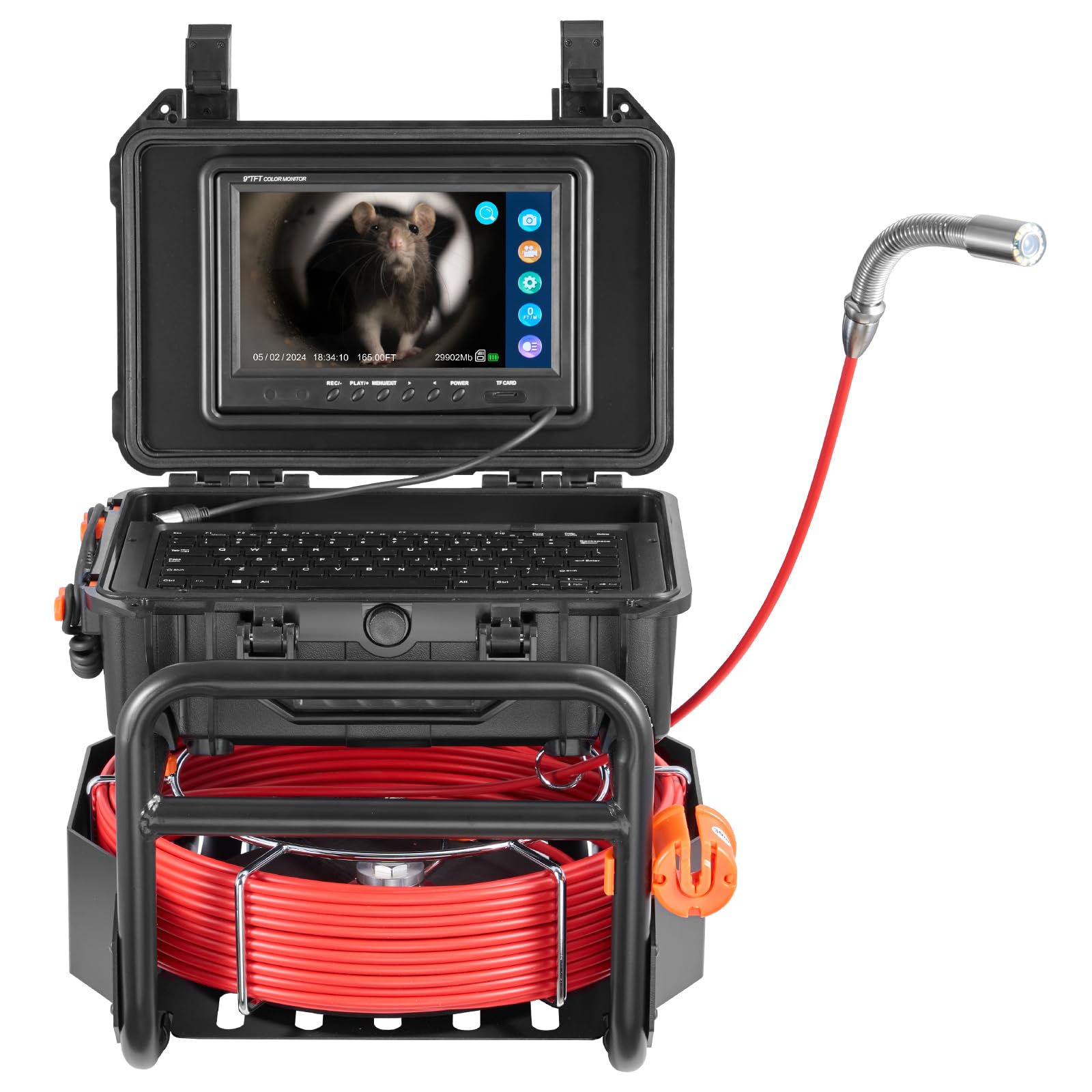 VEVOR Sewer Camera, 165 ft/50m, Self-Leveling Drain Camera with 512Hz Transmitter, Distance Counter, 9