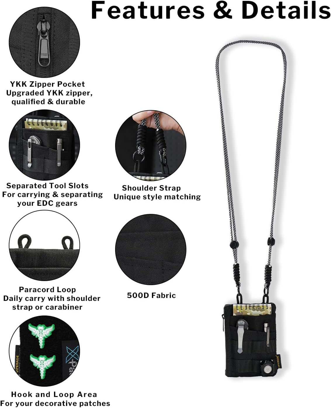 VIPERADE VE18R EDC Pouch with Strap, 4 Multi-Purpose Pockets, Slim EDC Wallet Organizer for Men - Image 5