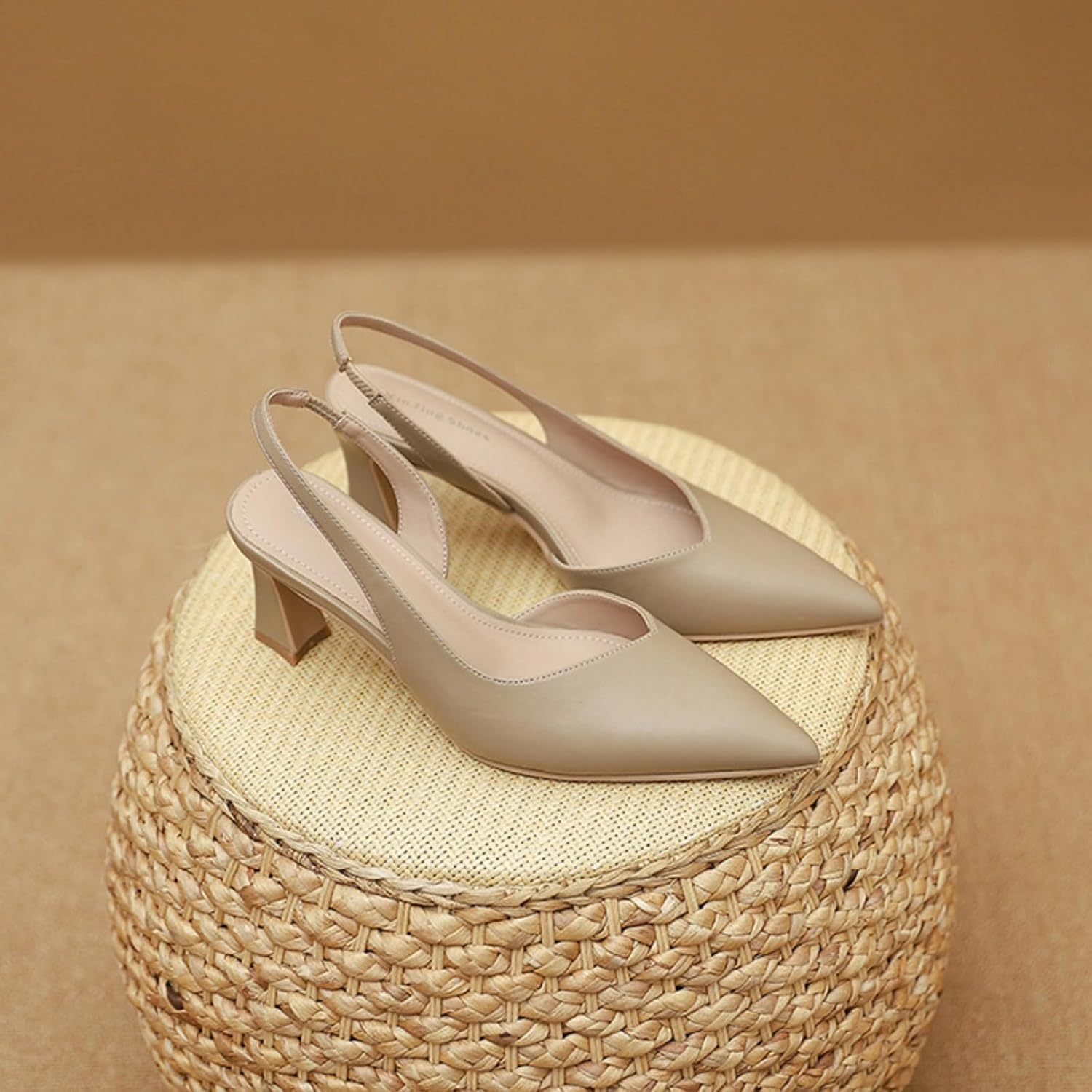 Womens Slingback Low Kitten Heel Closed Pointed Toe Sexy Office Dress Shoes