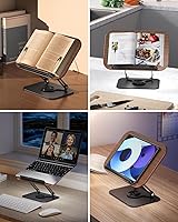 Vista 2 de Viozon Book Stand for Reading,Book Holder, Height&Angle Adjustable, 360° Rotating Base, Foldable and Portable, Lightweight for Office, Kitchen