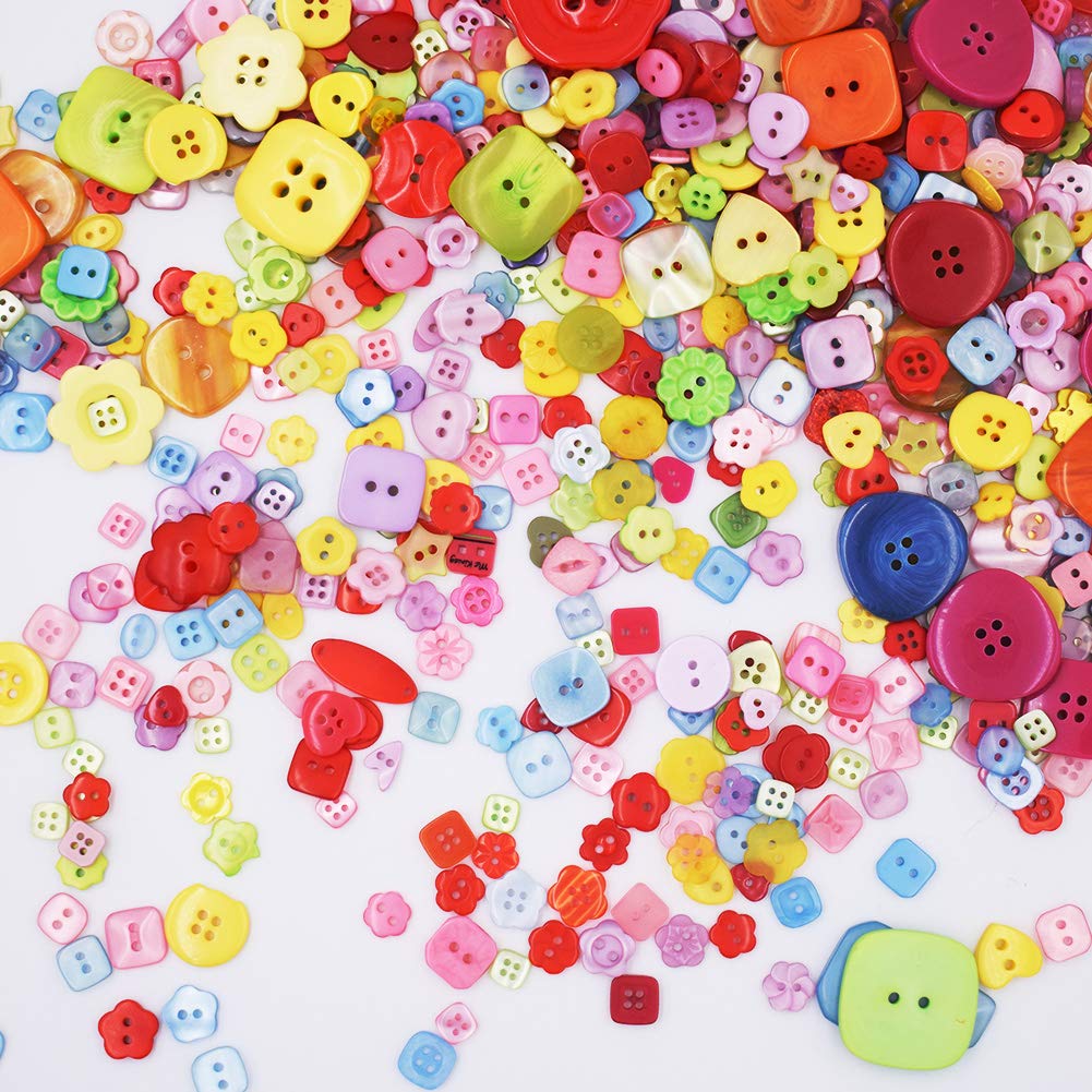 800 sztuk kolorowych guzików z 20 sztukami drutu, mieszanka guzików do majsterkowania, różne rozmiary i kolory, do szycia, rzemiosła, scrapbookingu i DIY, ręcznie robione ozdoby, ozdoby kartek, guziki z żywicy.