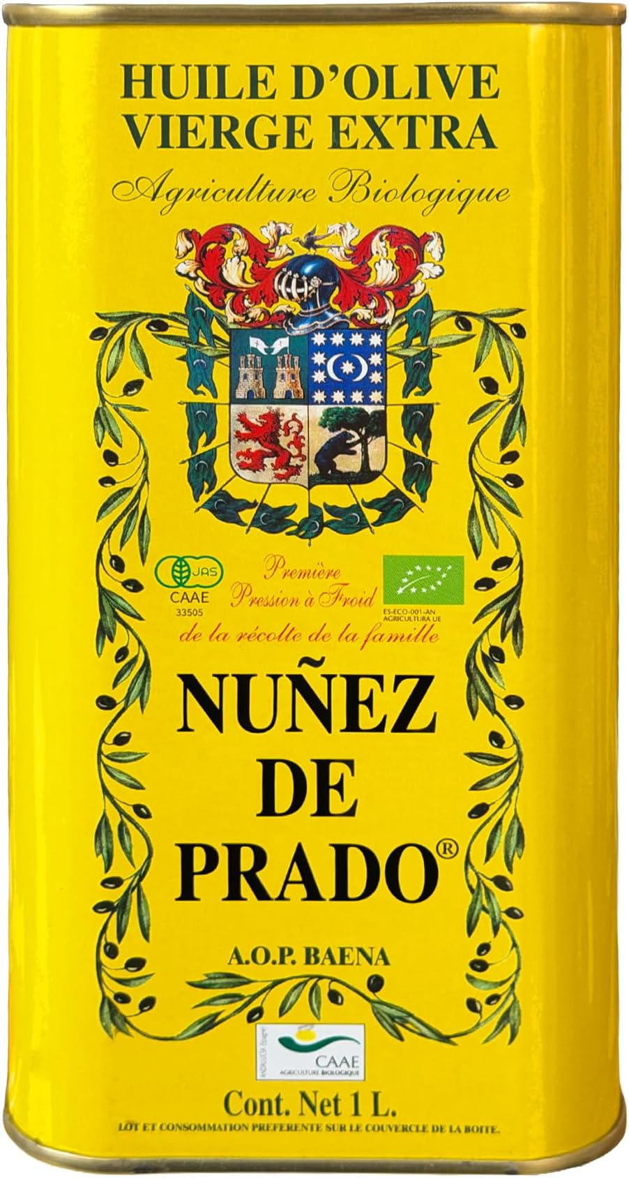 Nuñez de Prado Extra Virgin Olive Oil – USDA Organic, DOP Baena, First Cold Pressed, Family Estate Harvest, 33.8 fl oz (1 Liter)