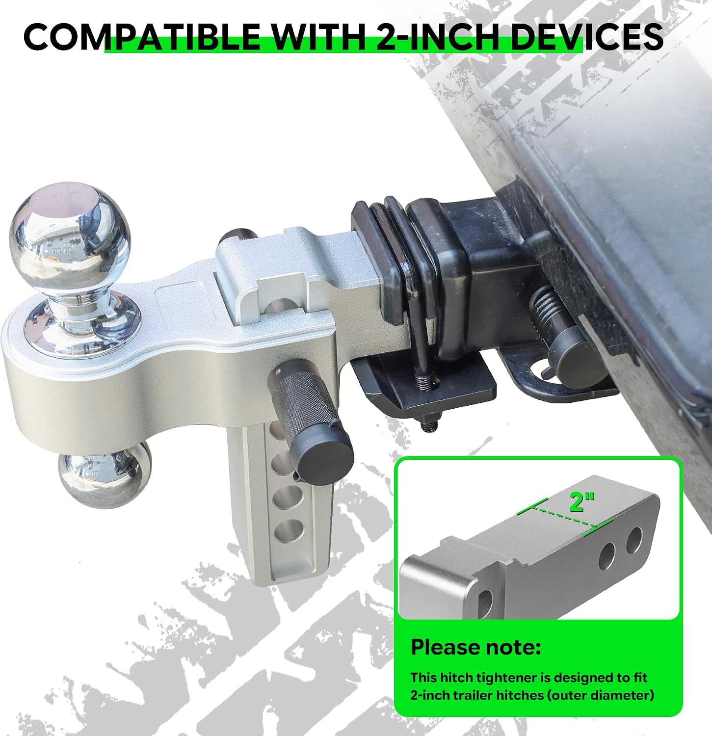 2" Hitch Tightener Anti Rattle Clamp, Heavy-Duty Stabilizer with Triple Anti-Rust Protection, Reduces Movement & Noise, Black Powder Coat