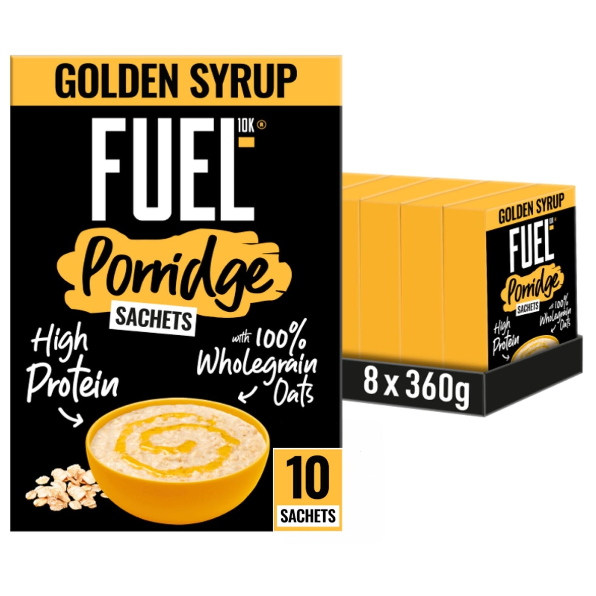 Golden Syrup Protein Porridge Oat Cereal Sachets, 10 x 36 g (Pack of 8)