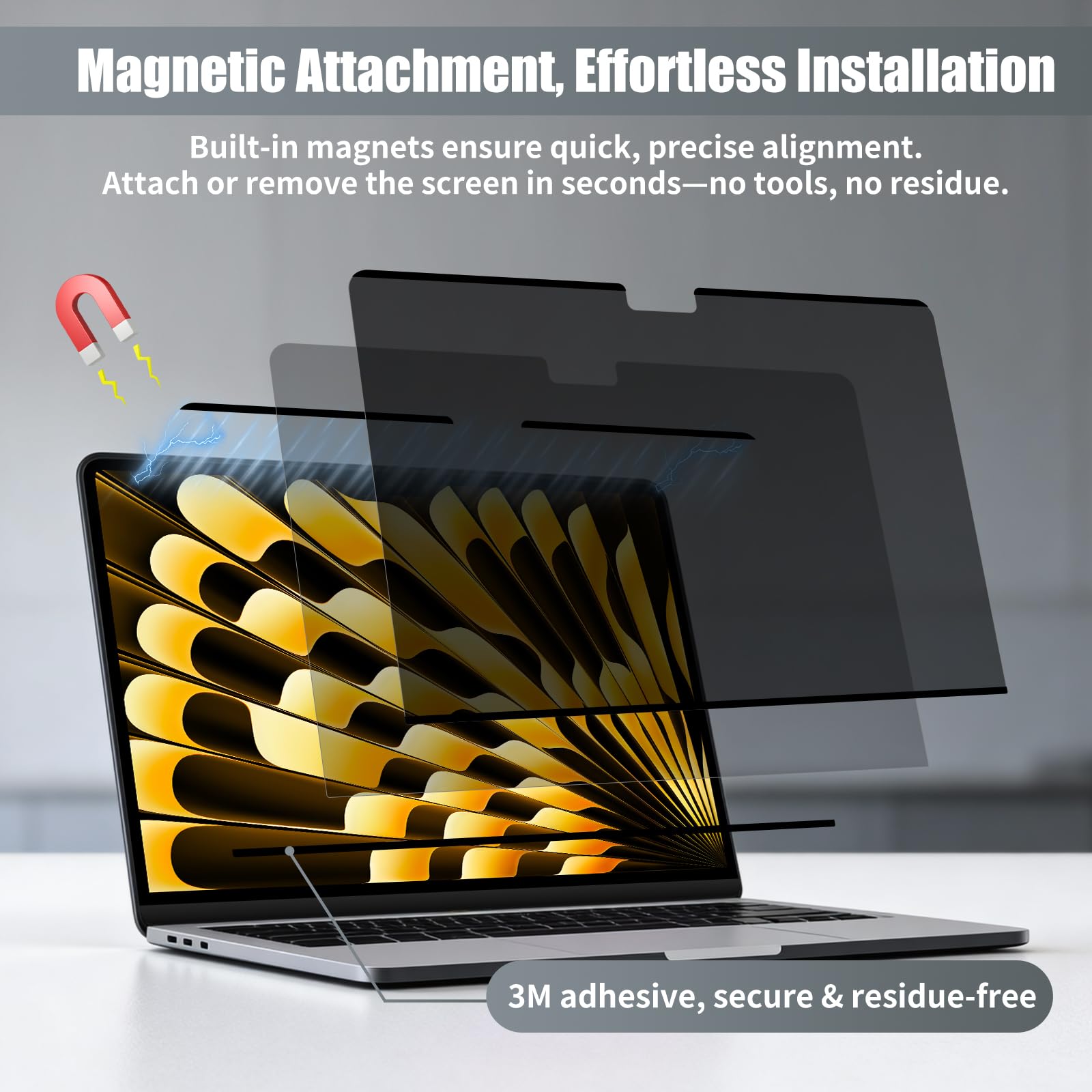 Filtro de Privacidad Magnético para MacBook Air 15 Pulgadas M5/M4/M3/M2 (2026/2025/2024/2023), Extraíble Anti Spy Antirreflectante Filtros de Protector Pantalla para MacBook 15"