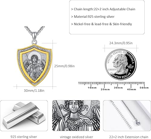 Vista 13 de Collar con colgante de plata de ley 925 con medalla de San Patrón, joyería religiosa para hombres y mujeres, con cadena de acero inoxidable 316L