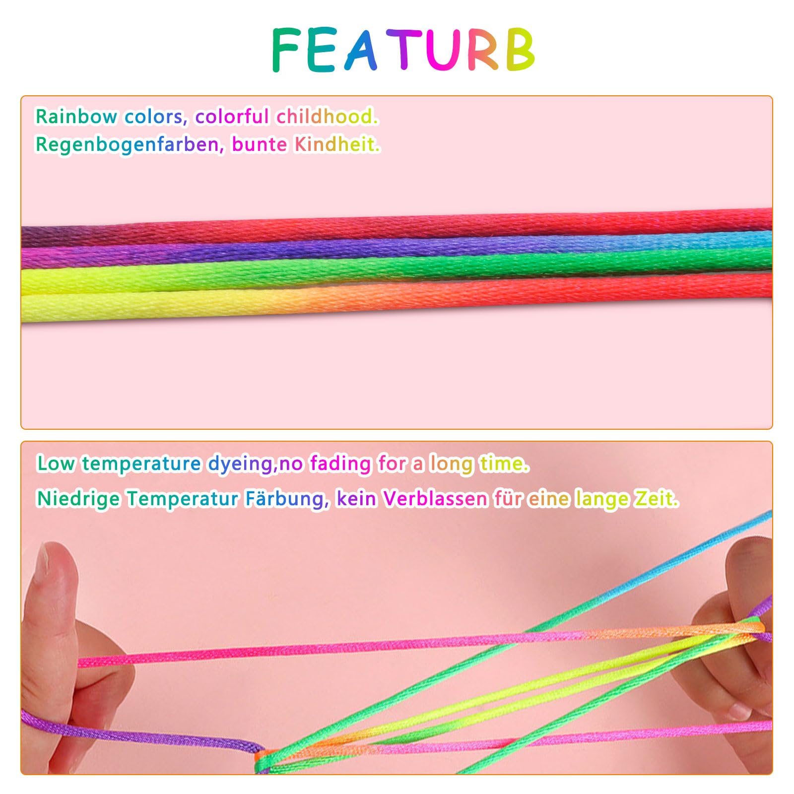 14 Pezzi Gioco Con Le Dita Arcobaleno - Corda Per Flicker Da 160 Cm In Nylon - Giocattolo Educativo Per Bambini 4+ Anni