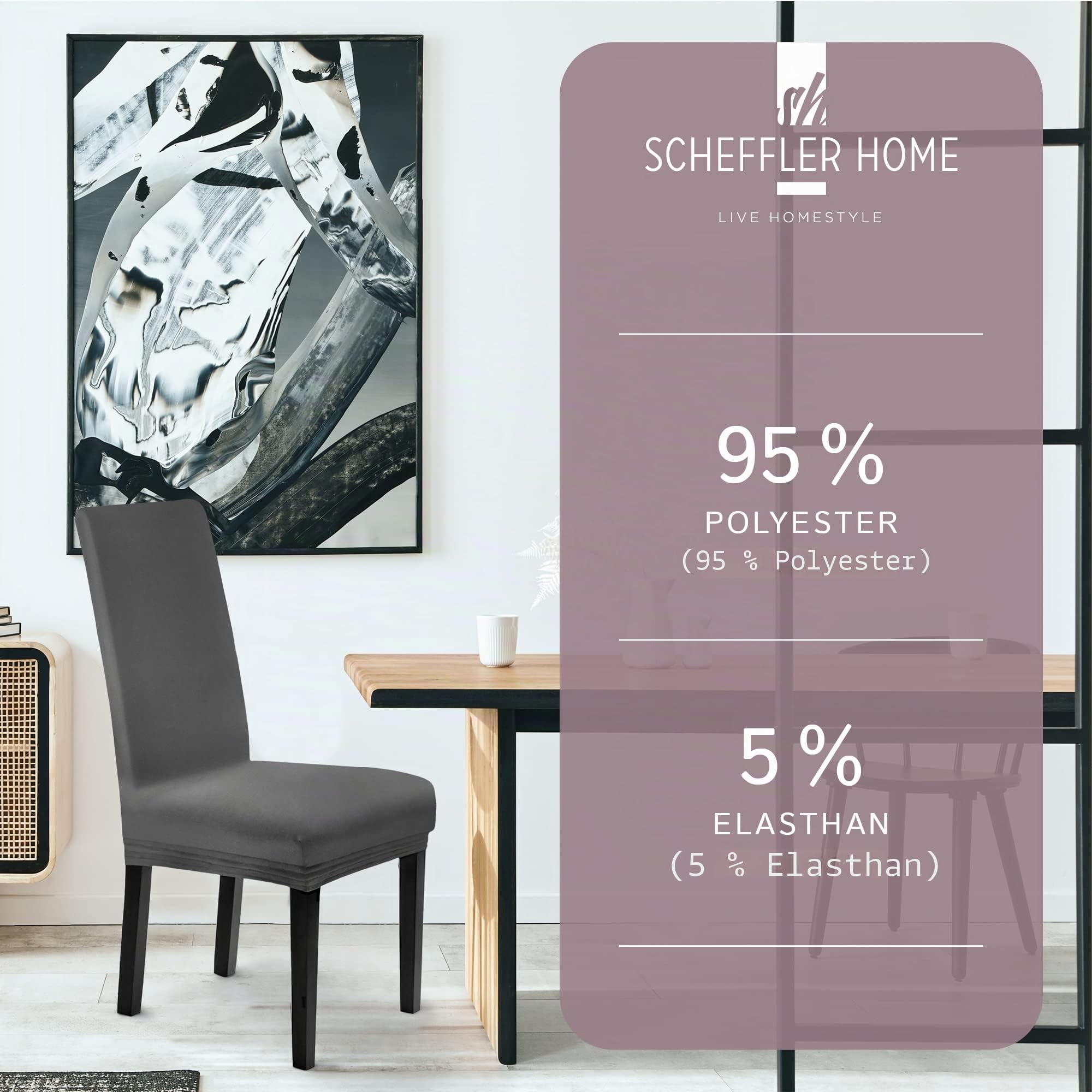 Scheffler Home Stuhlhussen Grau 4er Set für Schwingstühle Leni