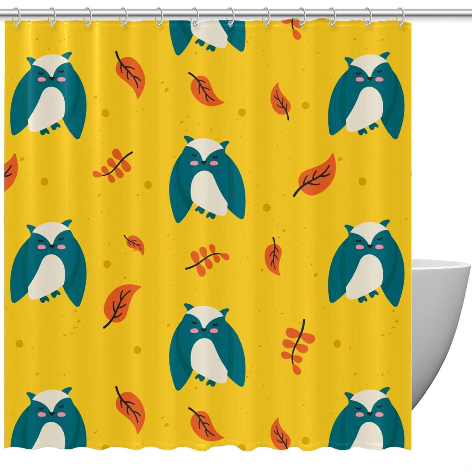 Rideau de douche hibou sans odeur chimique pour baignoire familiale