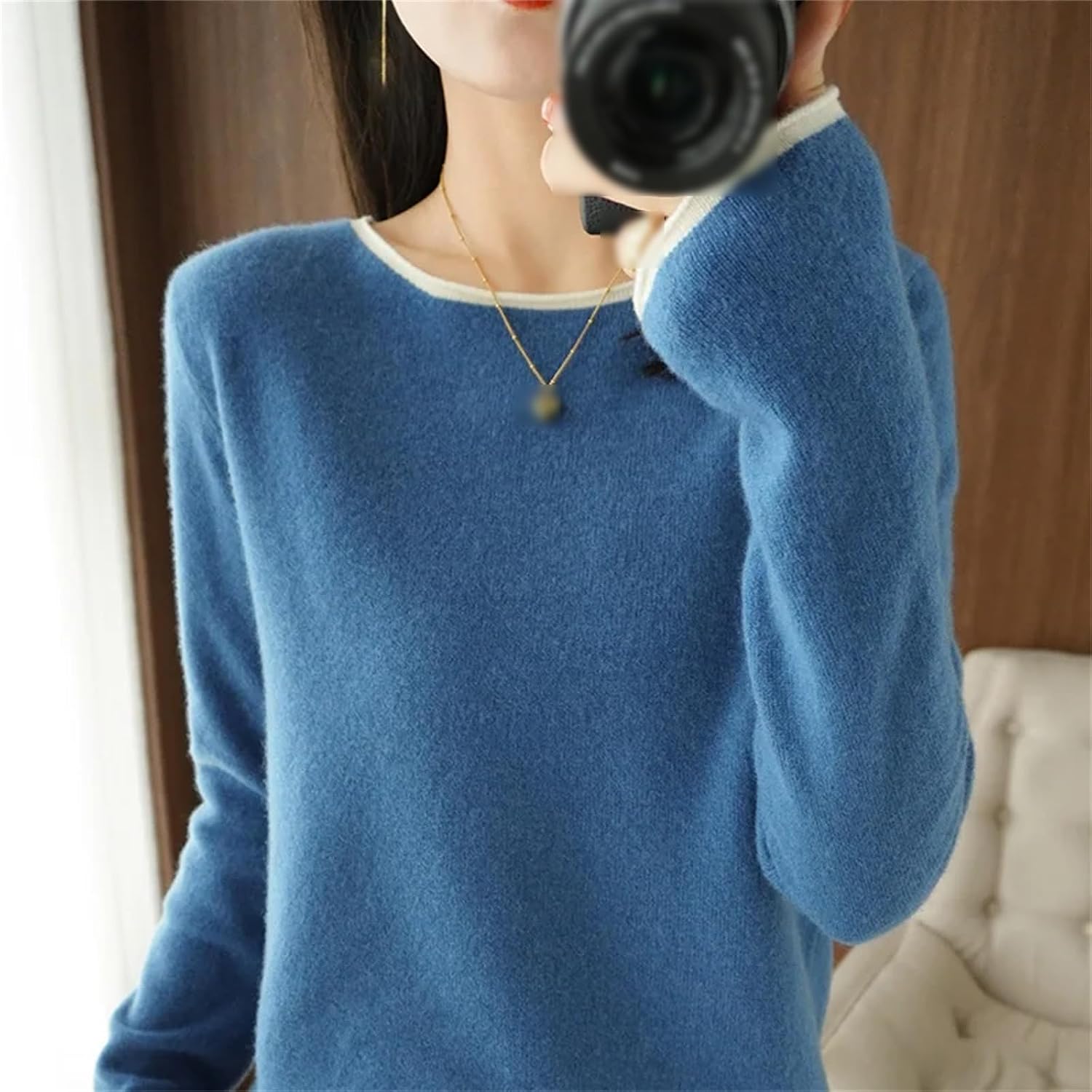 100% Wool Women's Sweaters and Pullovers Fall O-Neck Fashion Clothing Long Sleeve Soft Knitted Bottoming Shirt