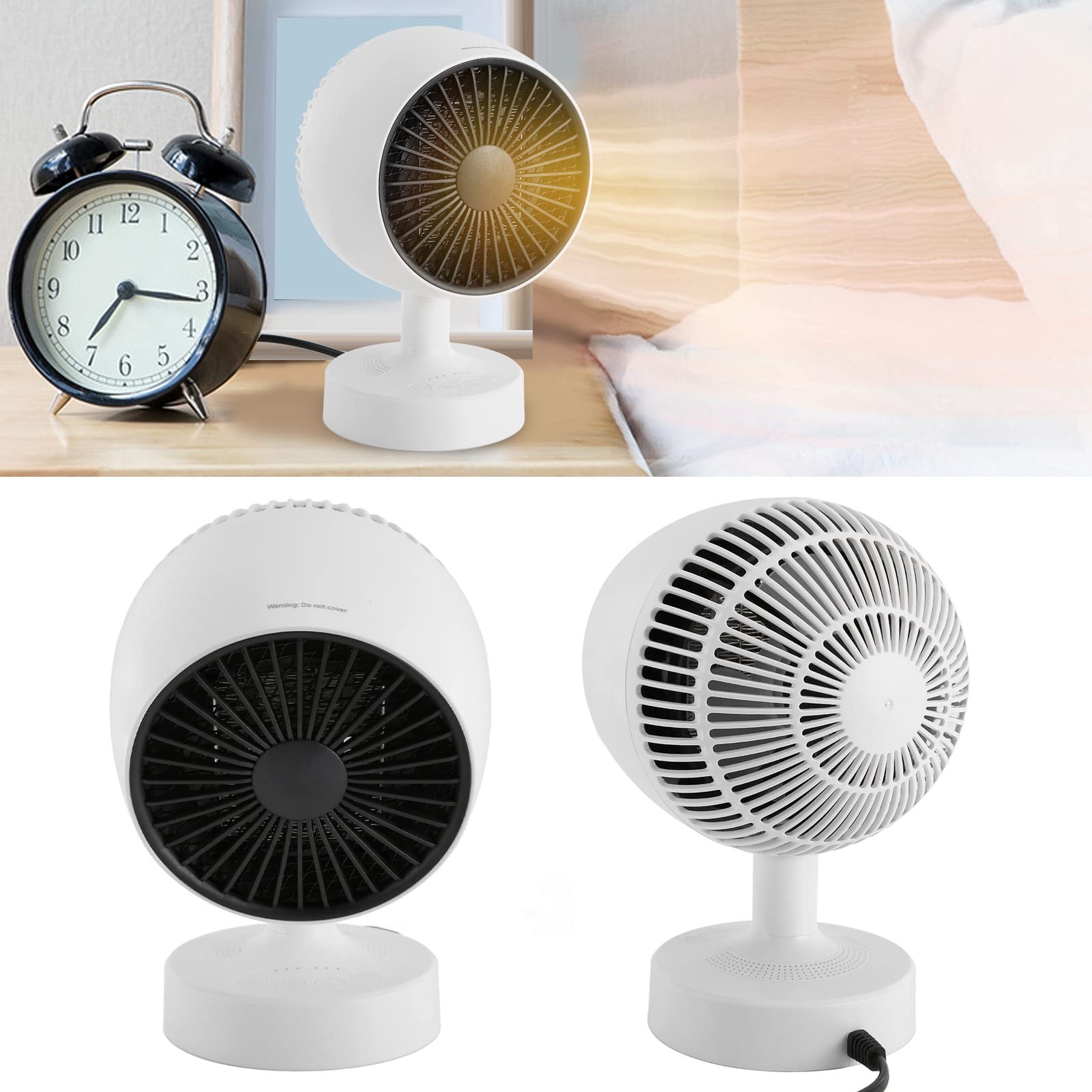 Mini Radiateur, Chauffage Portatif à Usage Froid et Chaud 500 W 100-240 V, avec Angle Réglable, pour Bureau à Domicile, Chambre à Coucher, Usage Intérieur, Bureau (WHITE)