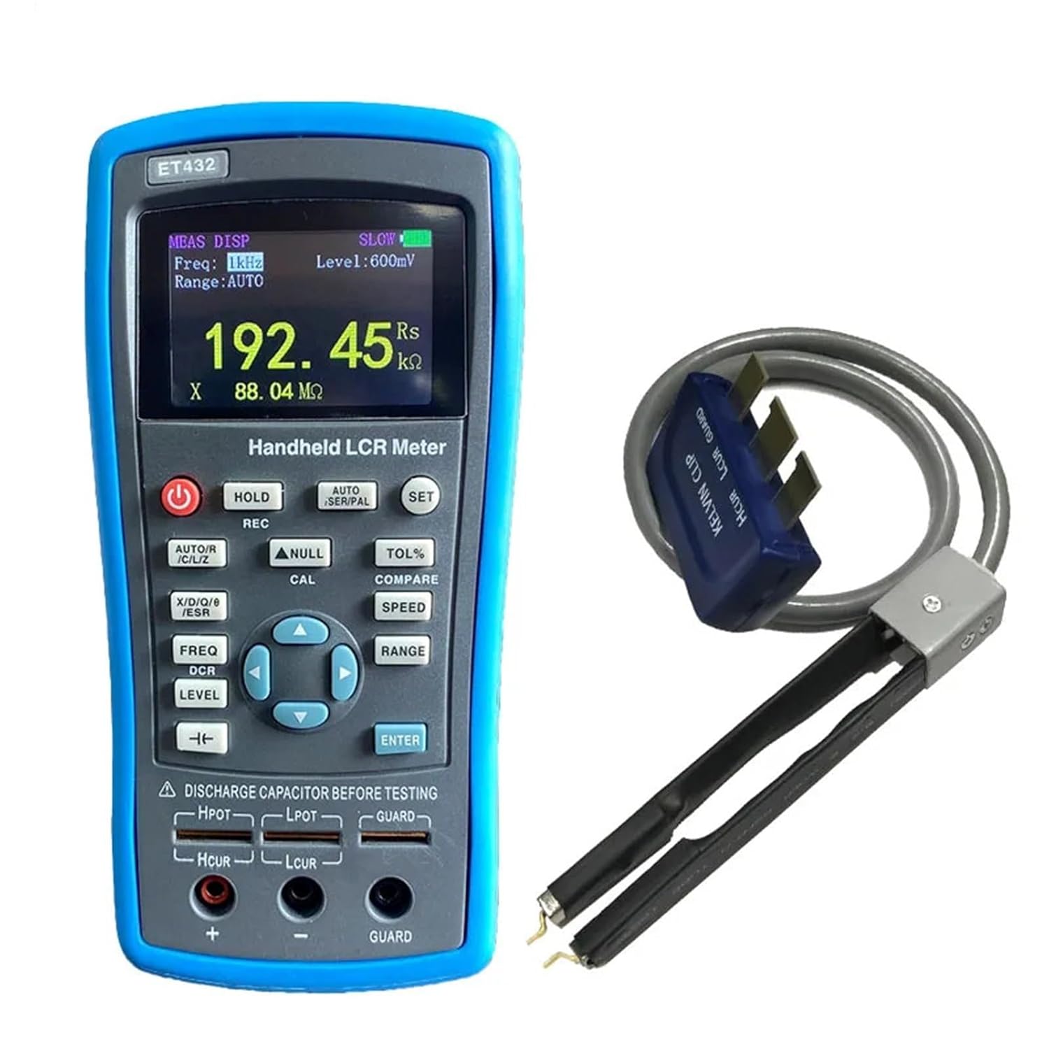 LCR Meter, ET431 LCR Handheld Brid Multifunction High Precision Capacitance Inductance Resistance Meter Digital Brid Meter DCR Function,Digital Bridge(with Kelvin Clips)