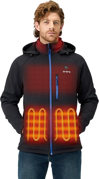Stay Warm Anywhere: The Soft Shell Heated Jacket with Detachable Hood-1