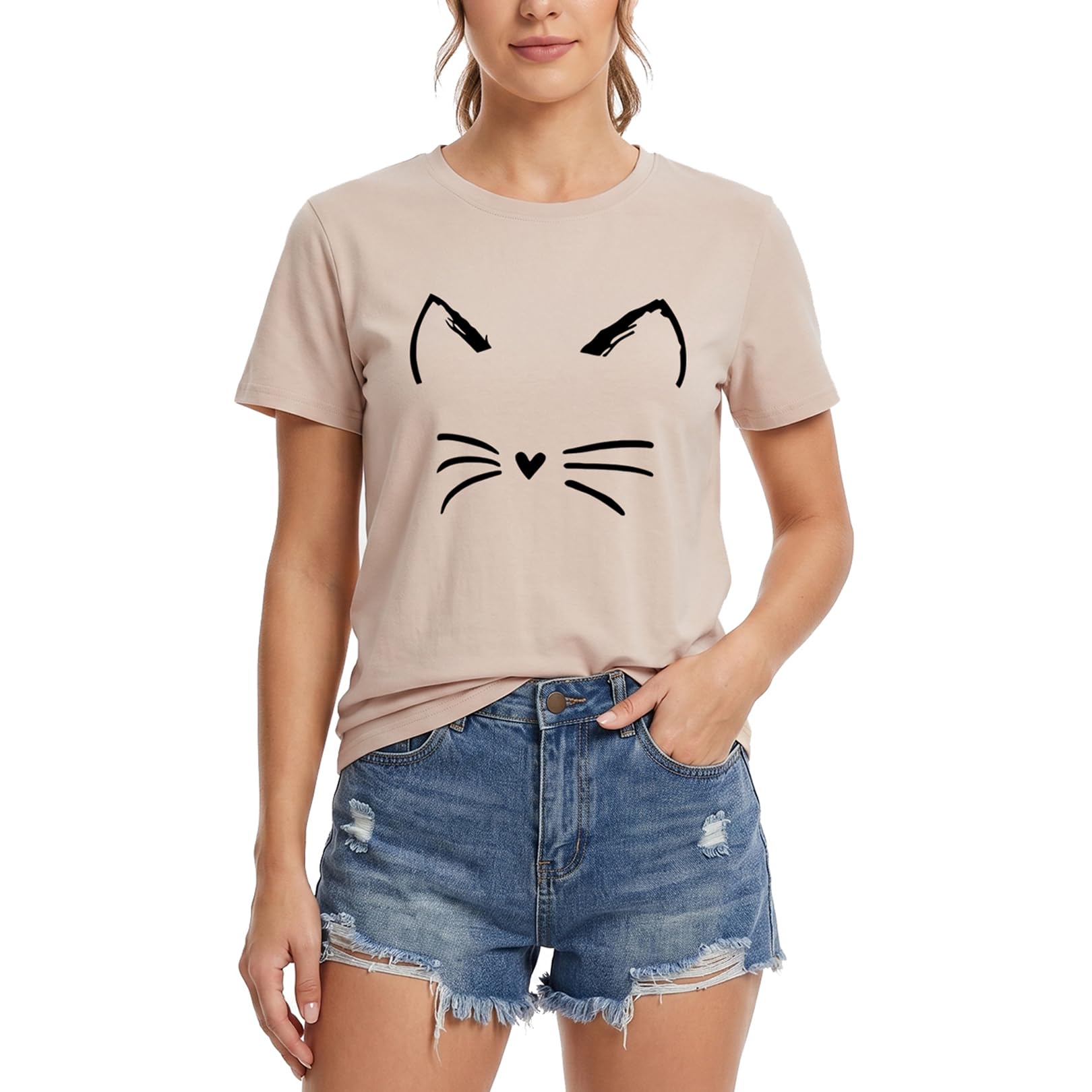 LOOKFACE Maglietta da donna con grafica, Albicocca, M
