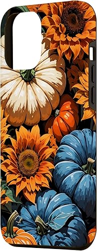 Miniatura 65 de Funda para iPhone 13 Pro Max Bonito arte de calabazas, girasoles y hojas de otoño