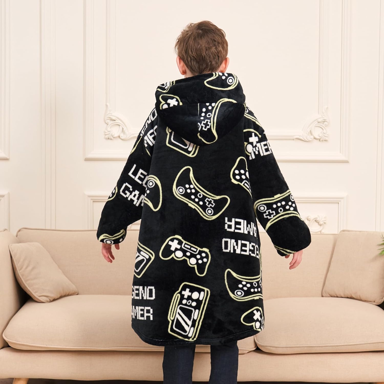 Game Controller Wearable Blanket Hoodie for Boys Gamer Oversized Hoodie for Kids