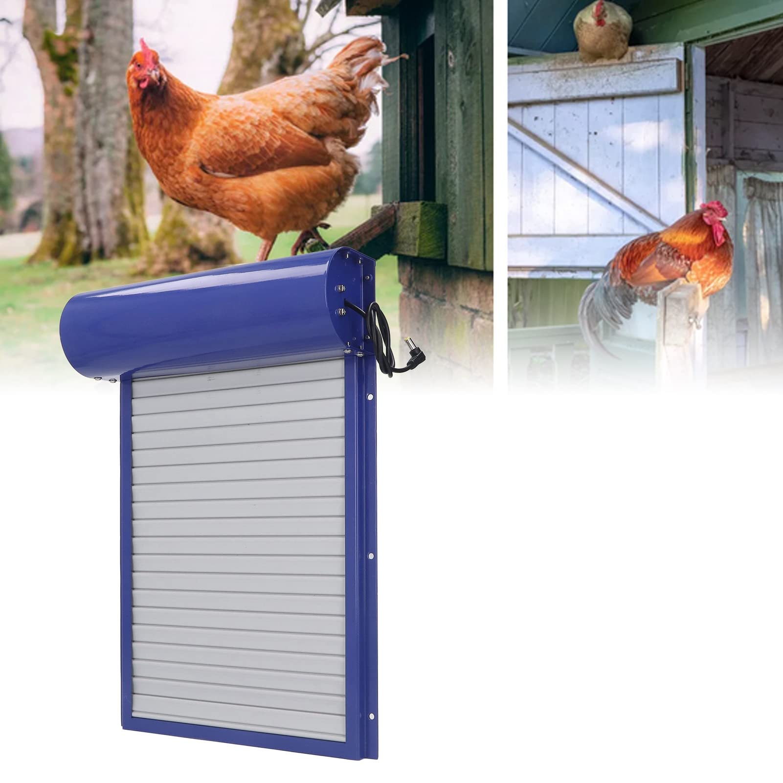 VGEBY Puerta Automática para Gallinero, Puerta de Aluminio con Energía Solar y Controlador LED HD para Acceso a Aves de Corral, Pollos, Patos, Gansos