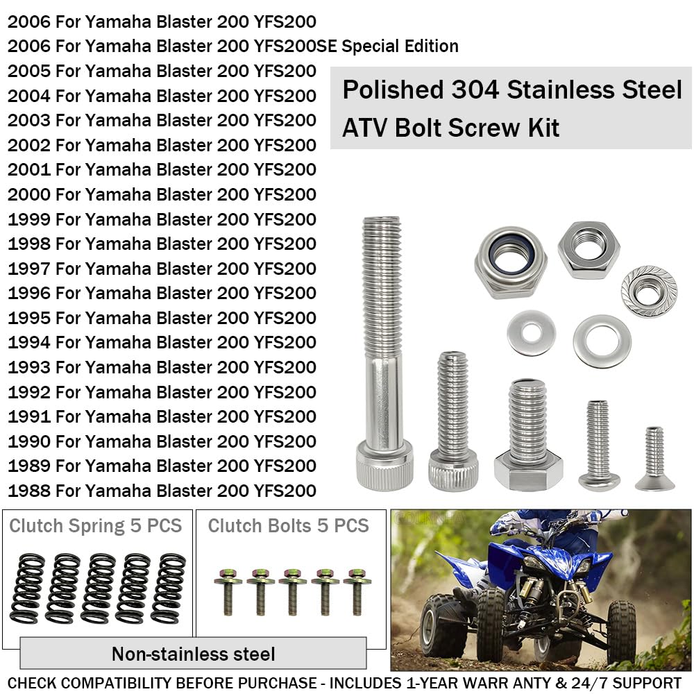 532 PCS Polished 304 Stainless Steel ATV Bolt Screw Kit for Yamaha Blaster 200 YFS200 1988-2006