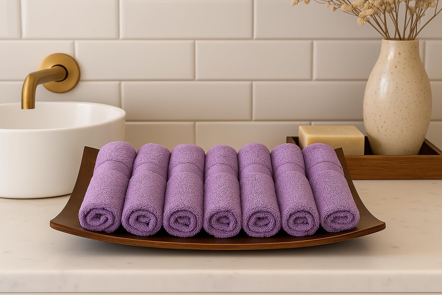 Small Cotton Face Towels, Set of 6, Soft and Absorbent, 25 x 25 cm, 400 GSM, Towel Set for Women & Men (Purple, Pack of 6)-image-29