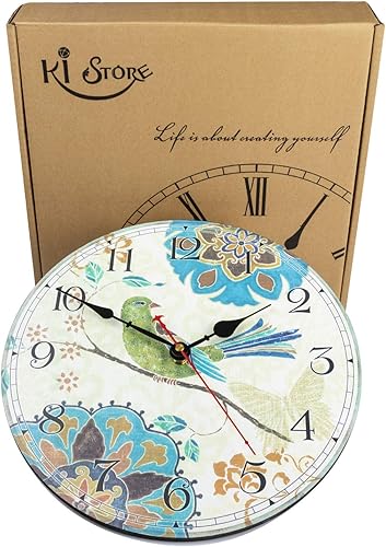 Miniatura 2 de KI Store Relojes de pared silenciosos para sala de estar, cocina, baño, granja, cabaña, sin tictac, reloj decorativo de 12 pulgadas, relojes