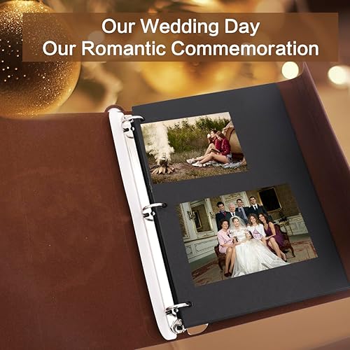 Miniatura 8 de Álbum de recortes, álbum de fotos de cuero Mr&Mrs de 11 x 8.29.0 x 6.8 pulgadas, álbum de recortes, grande, hecho a mano, 60 páginas, álbum de