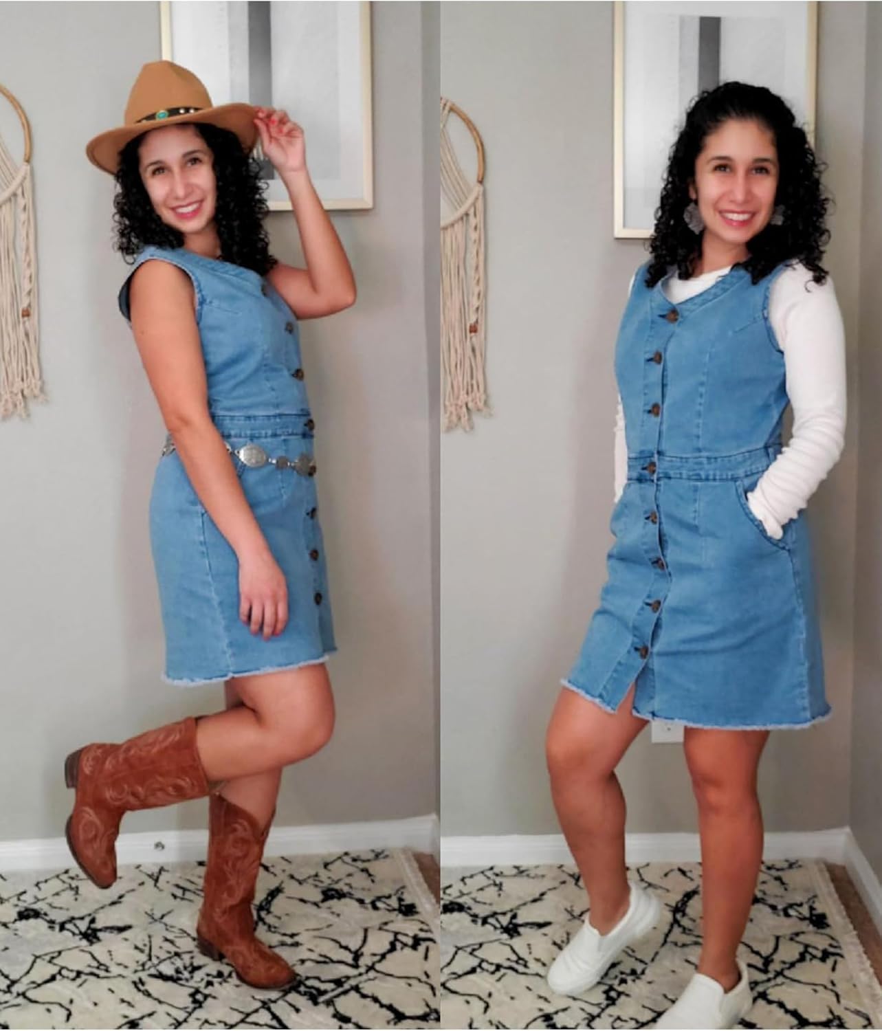 luvamia Women's Casual V Neck Sleeveless Jeans Button Down Denim Short Dress - Image 3