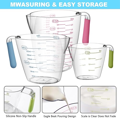 Miniatura 7 de Juego de 20 tazas y cucharas medidoras de acero inoxidable, cucharas medidoras de plástico para ingredientes secos y líquidos, utensilios de cocina