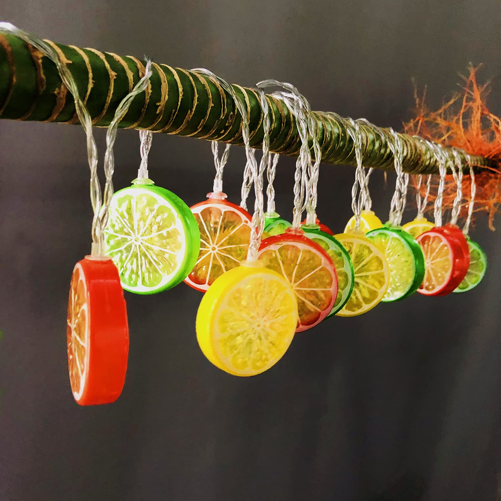 Guirnalda de luces de hadas mixcolor, funciona con pilas, para colgar en la cocina, fiesta, boda, festival, decoración del hogar (mezcla de limón, 10 m/80 LED)