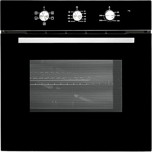 Faber 80L Built-In Full Black Glass Oven||Mechanical Timer||5 Cooking Functions with Grill Rack,Grill Tray||2-Layer Glass ...