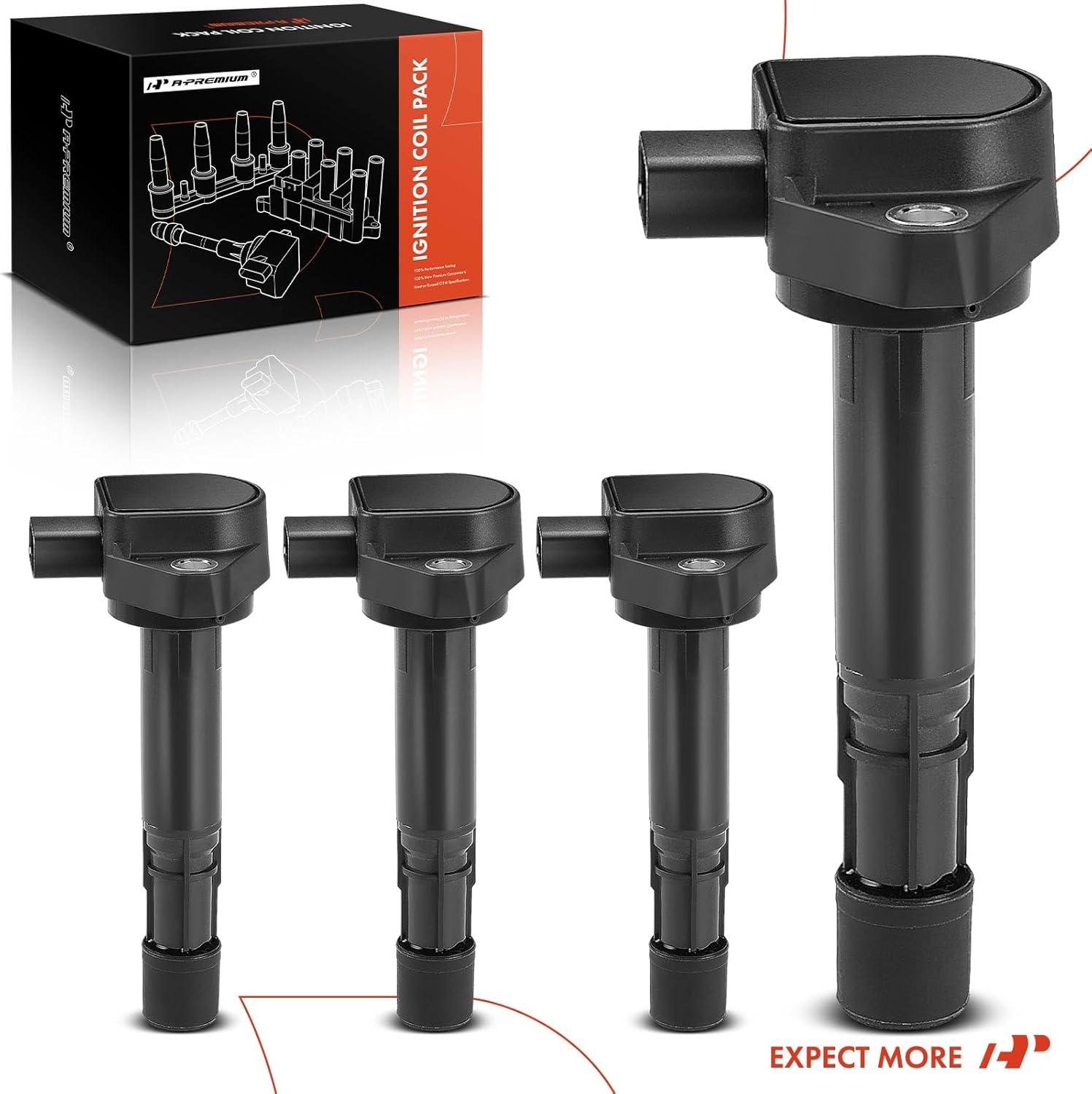 A-Premium 4PCS Ignition Coil Packs Compatible with Acura EL L4 1.7L 2001-2005 & Honda Civic L4 1.7L 2001-2005