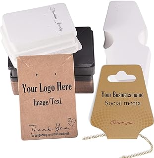Custom Earring or Necklace Hanging Cards,Personalized Business Name,Logo for Jewelry Packing,Pack 100